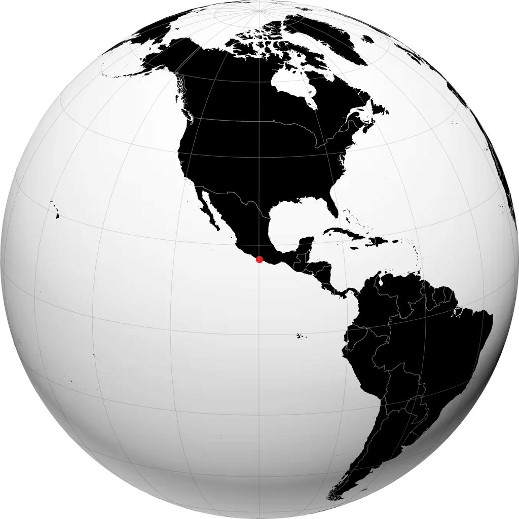 Acapulco de Juárez trên quả địa cầu