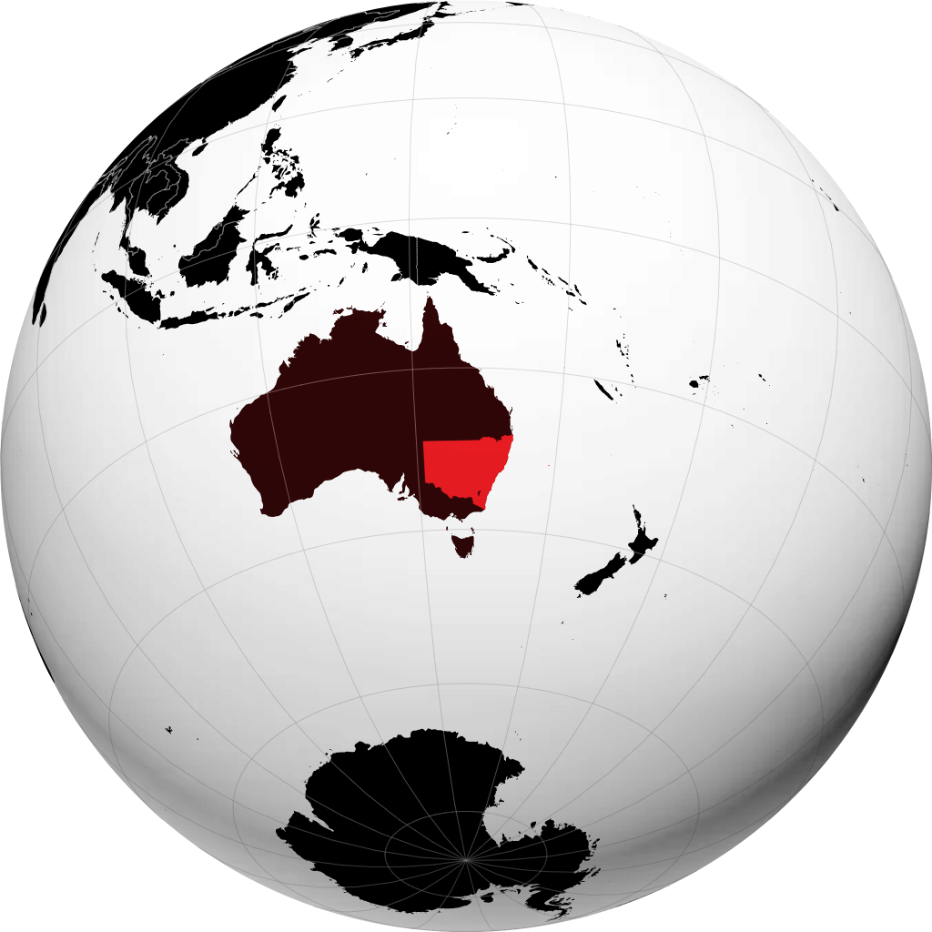 Bang New South Wales trên quả địa cầu