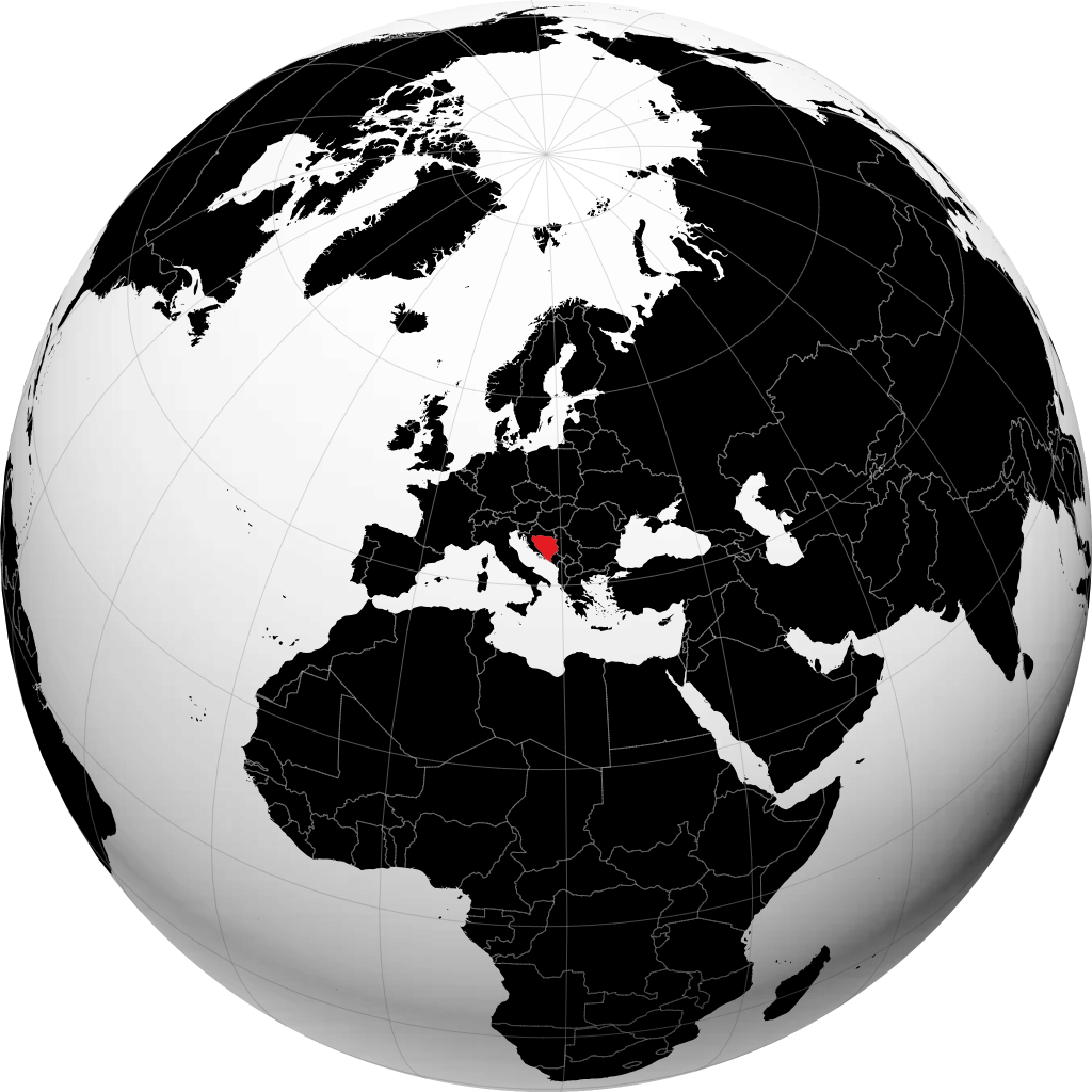 Bosnia và Herzegovina trên quả địa cầu