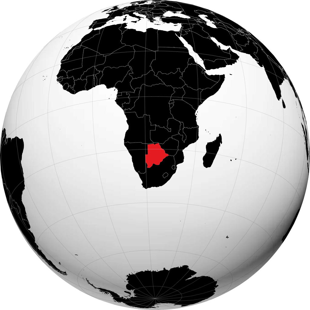 Botswana trên quả địa cầu