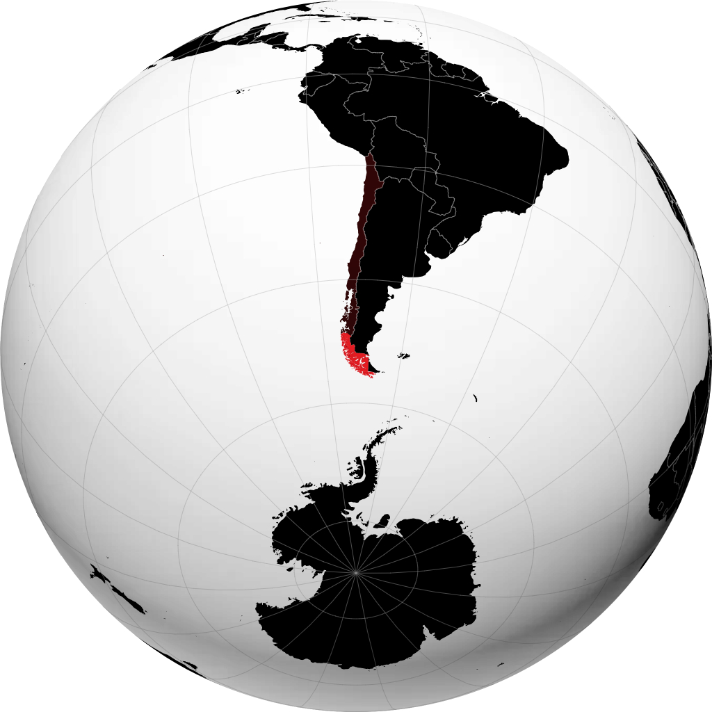Vùng Magallanes và Nam Cực Chile trên quả địa cầu