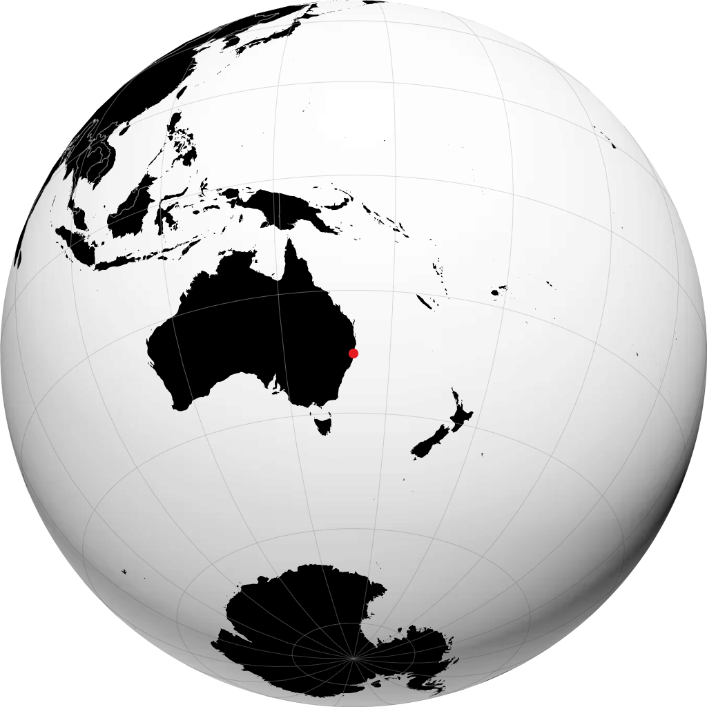 Coffs Harbour trên quả địa cầu