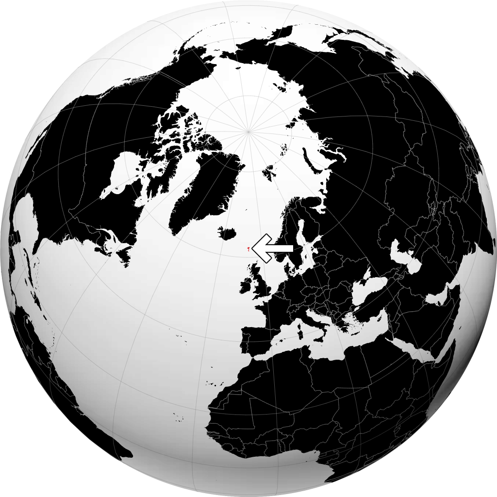 Quần đảo Faroe trên quả địa cầu