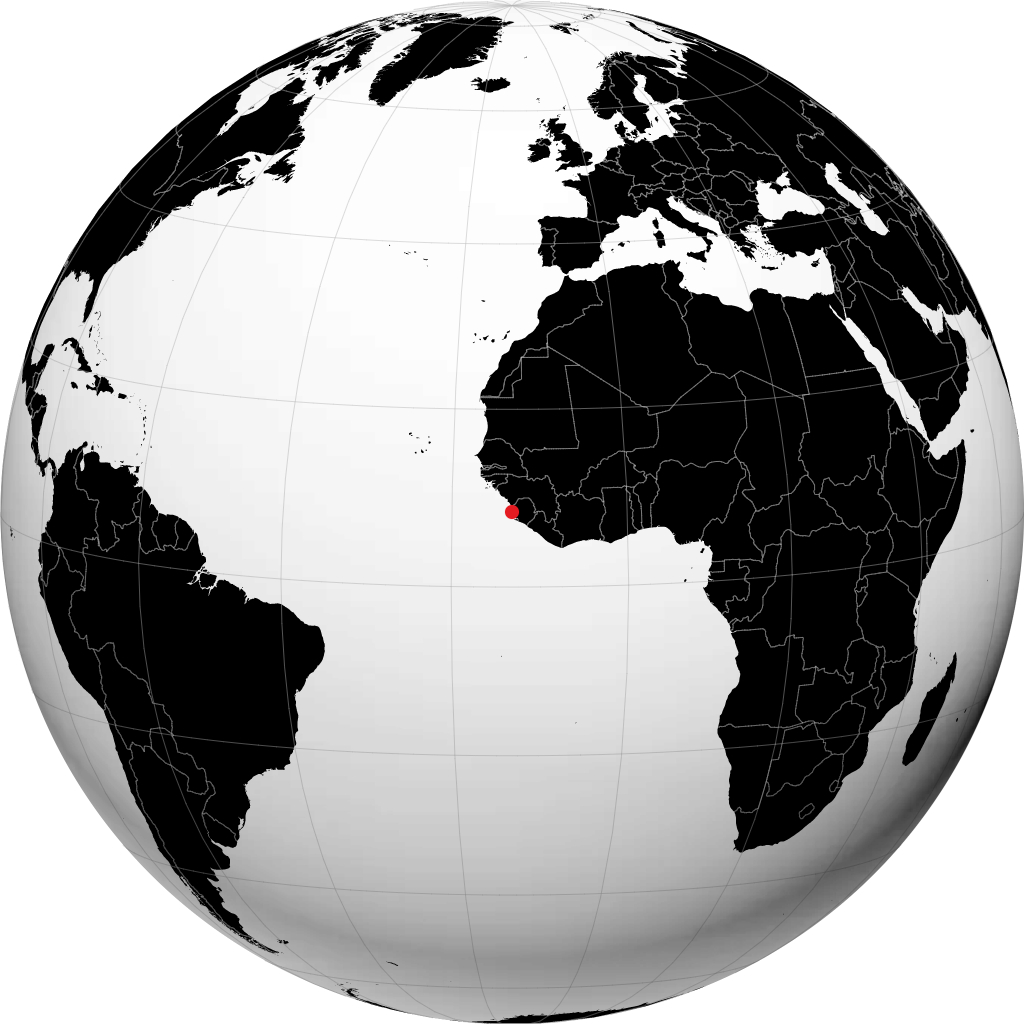 Freetown trên quả địa cầu