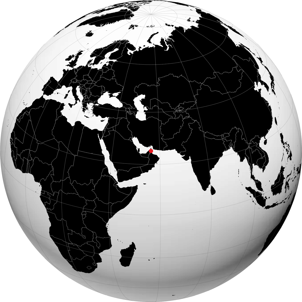 Fujairah trên quả địa cầu