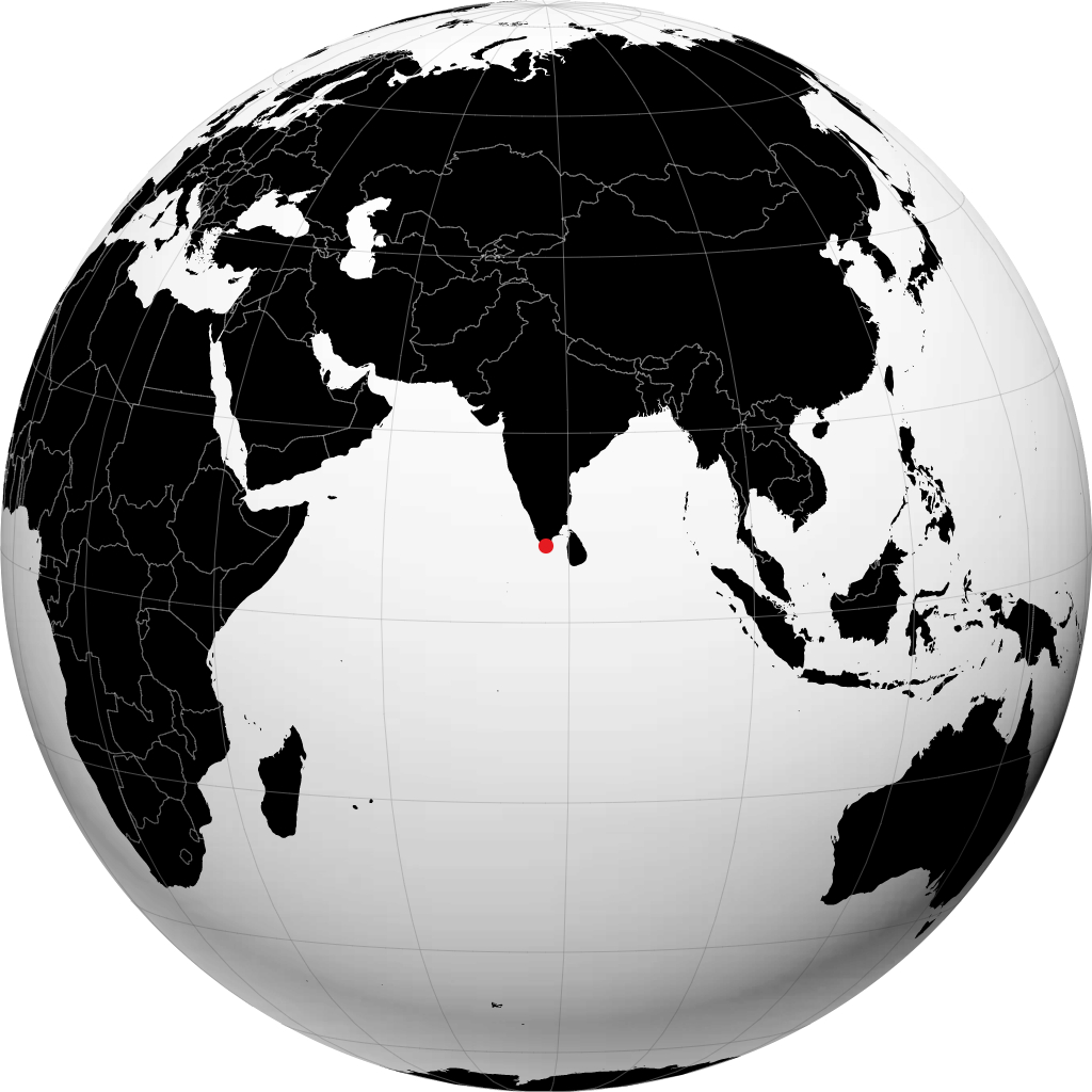 Kanniyakumari trên quả địa cầu