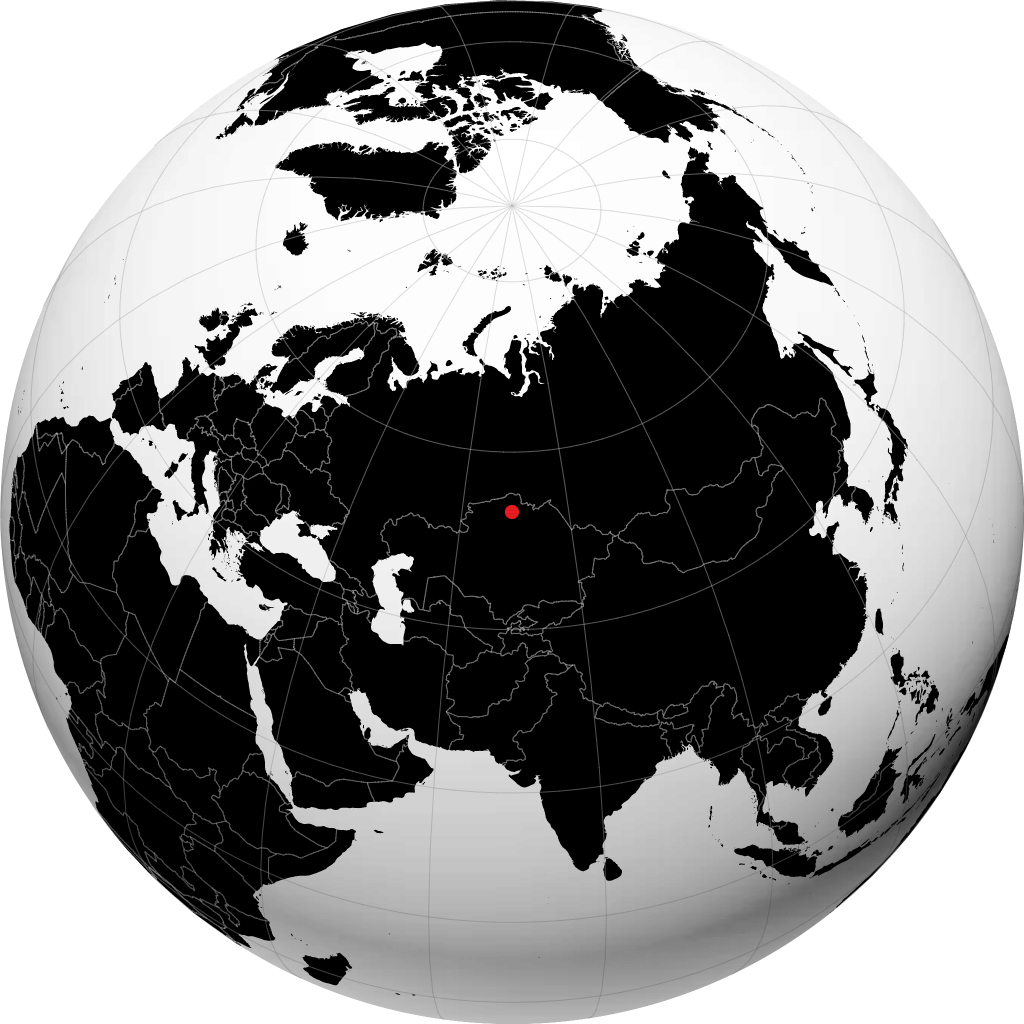 Kökshetaū trên quả địa cầu