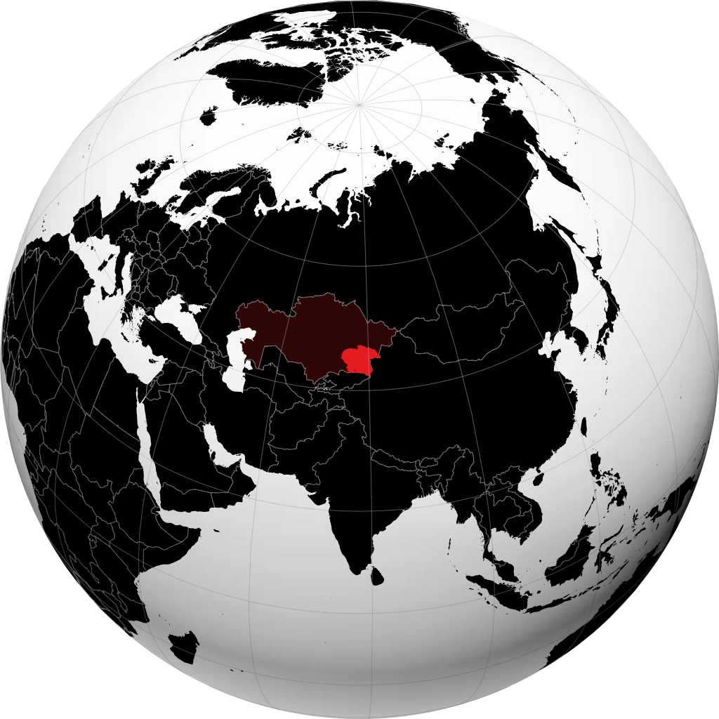 Tỉnh Almaty trên quả địa cầu