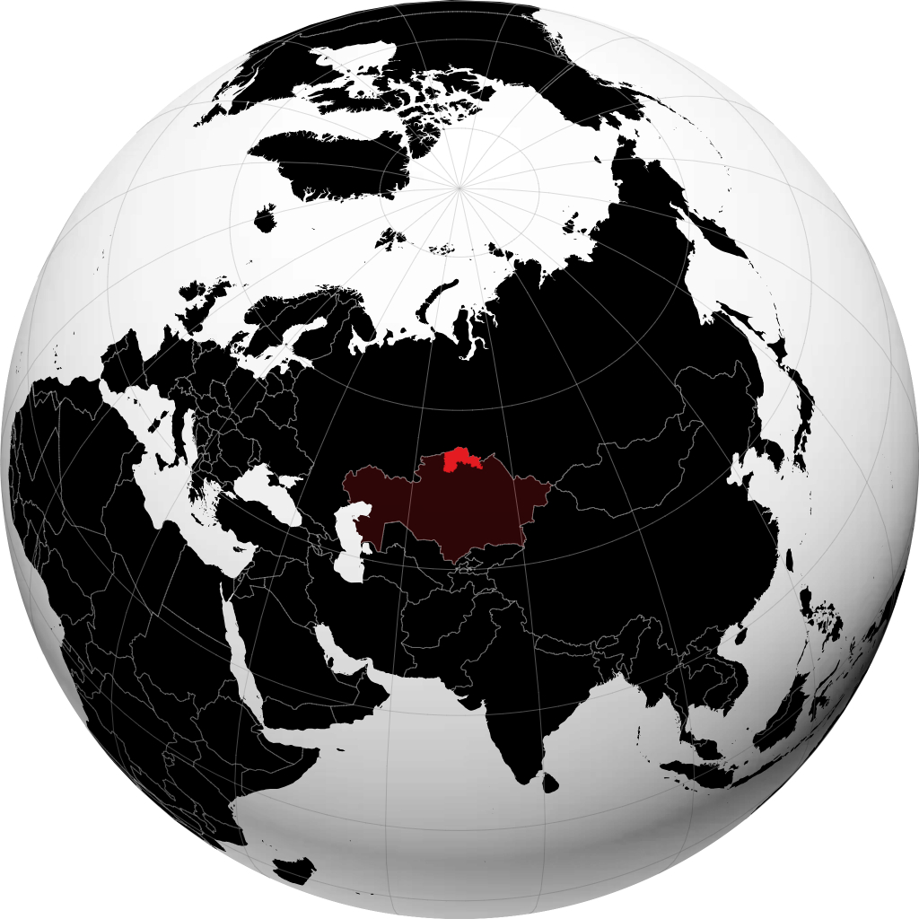 Tỉnh Bắc Kazakhstan trên quả địa cầu