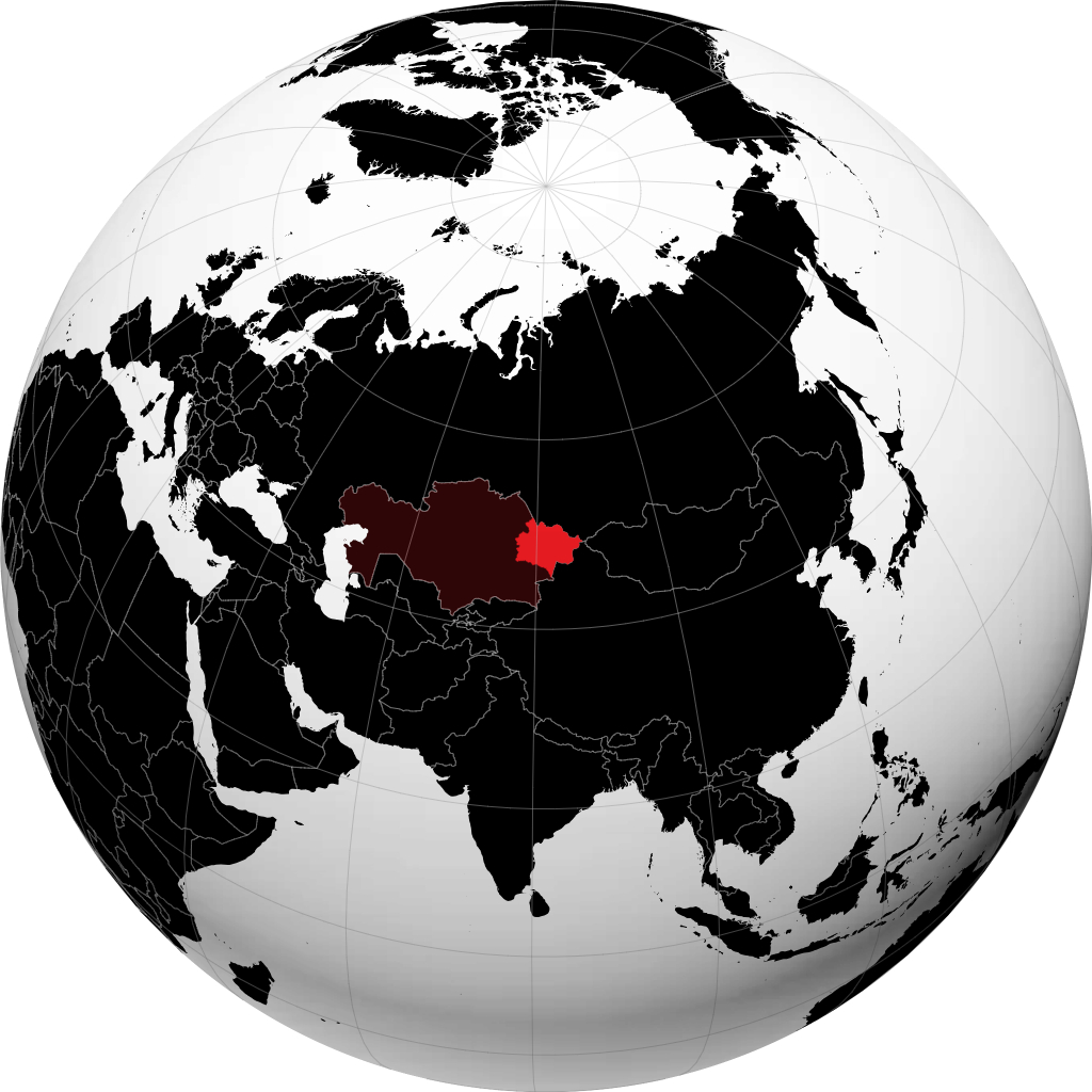 Tỉnh Đông Kazakhstan trên quả địa cầu