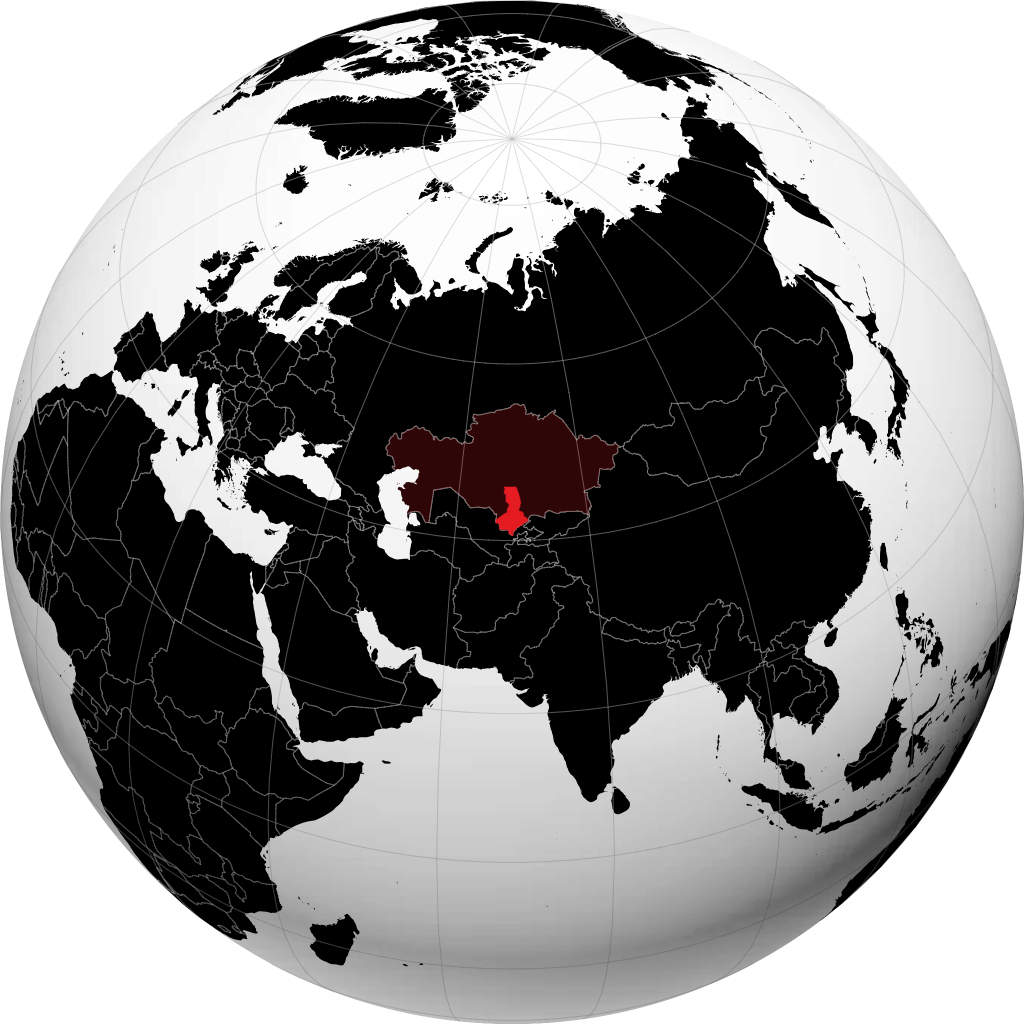 Tỉnh Nam Kazakhstan trên quả địa cầu