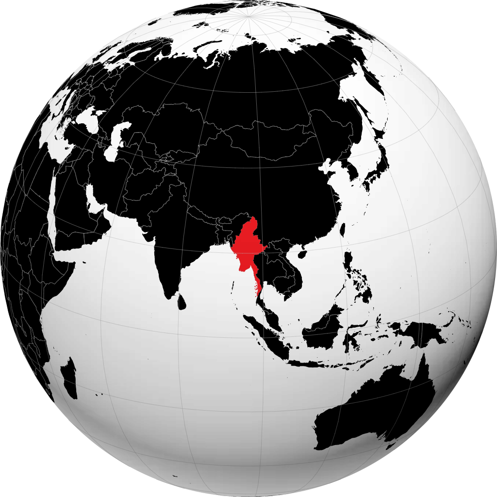 Myanmar (Miến Điện) trên quả địa cầu