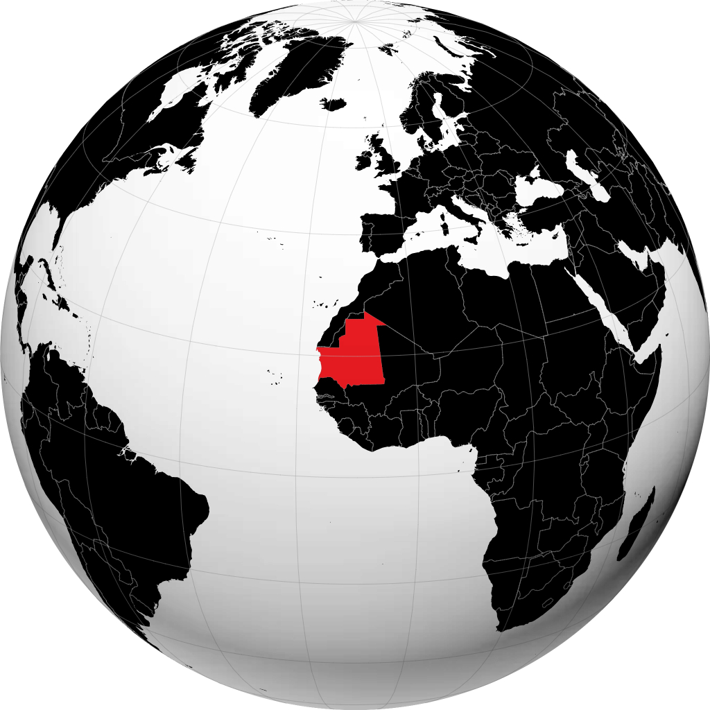 Mauritania trên quả địa cầu