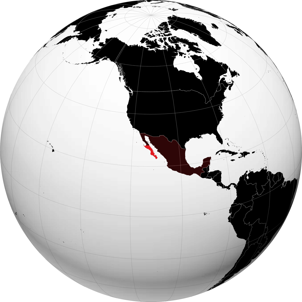 Bang Baja California Sur trên quả địa cầu