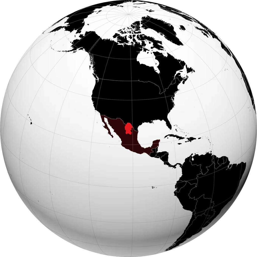 Bang Coahuila de Zaragoza trên quả địa cầu