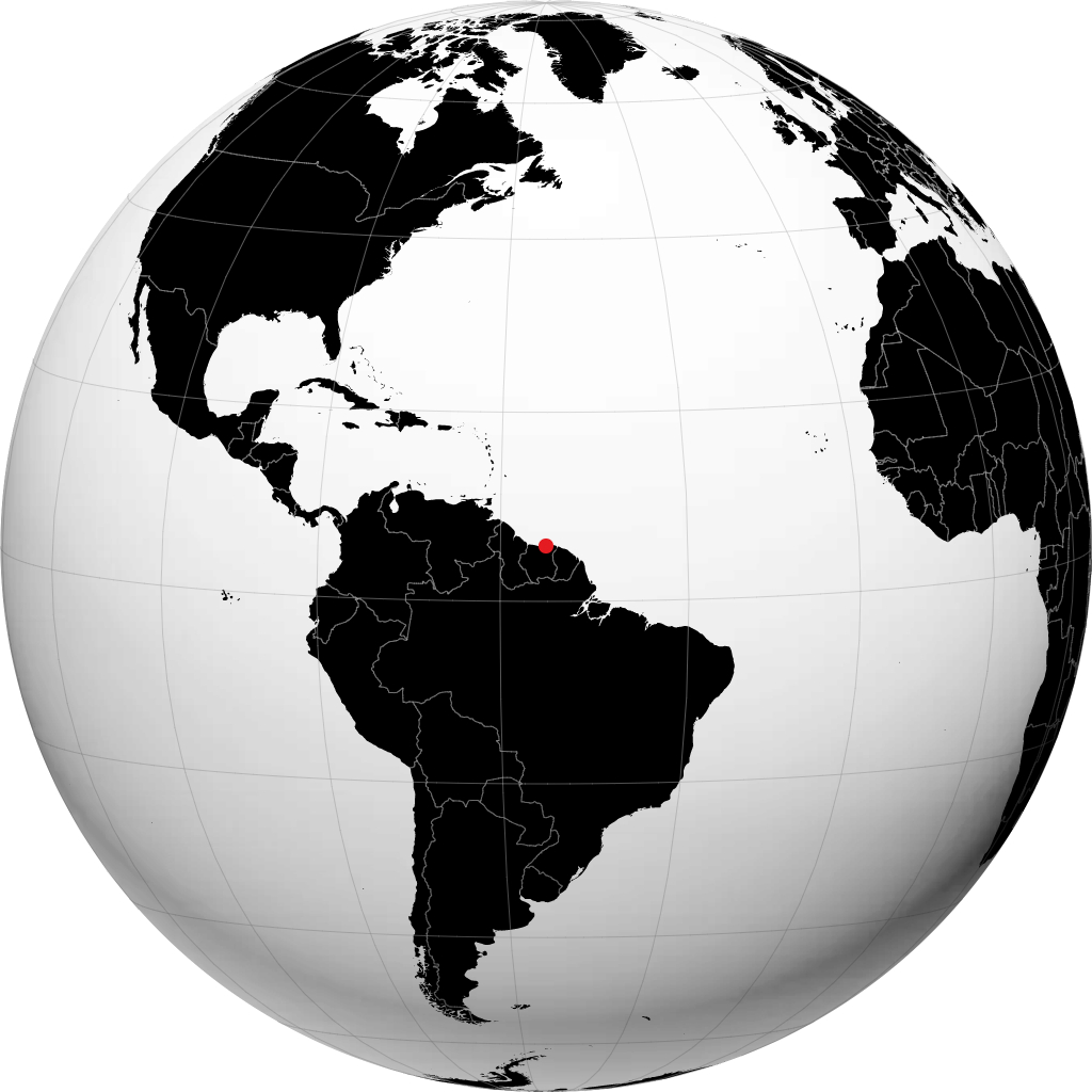 Paramaribo trên quả địa cầu