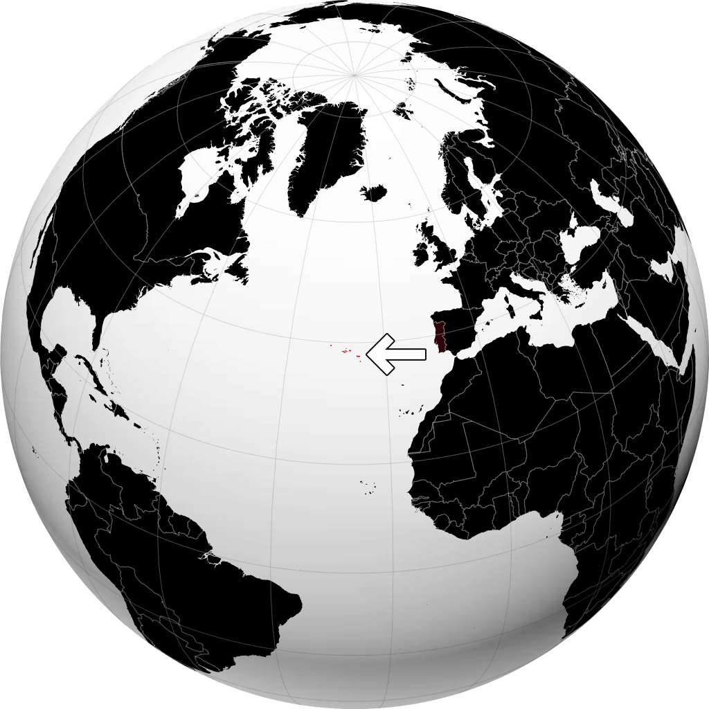 Quần đảo Azores trên quả địa cầu