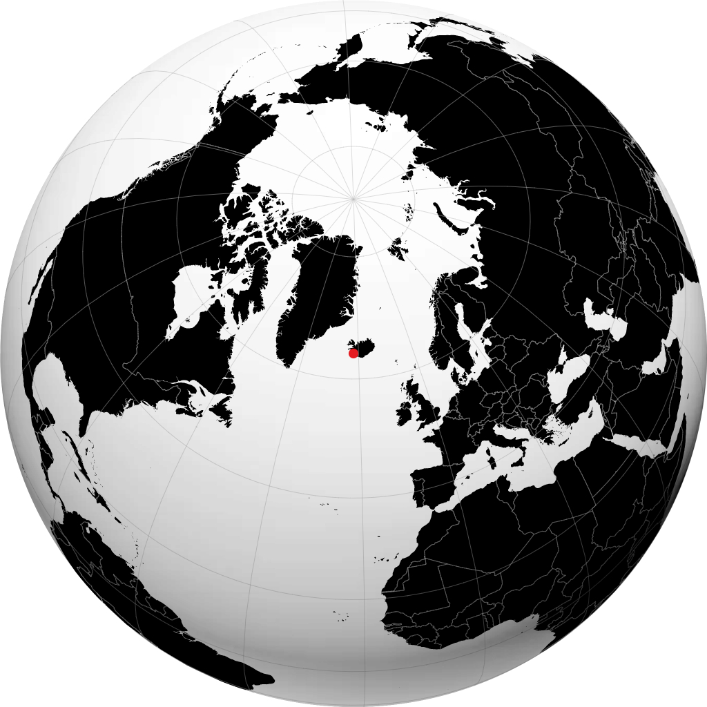 Reykjavík trên quả địa cầu