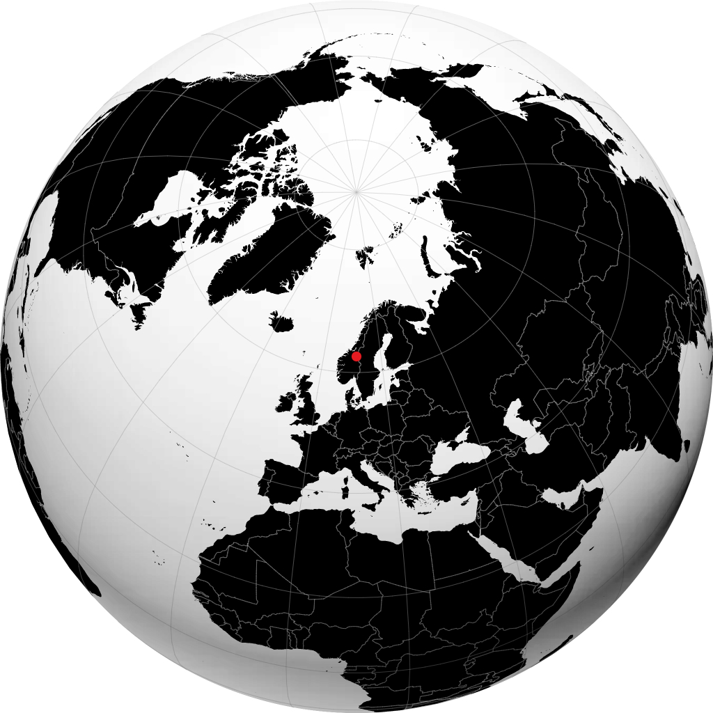 Røros trên quả địa cầu
