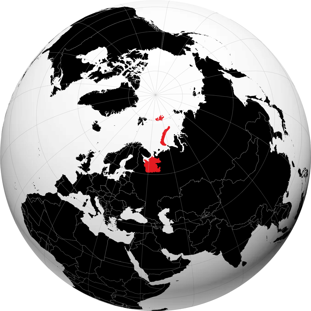 Tỉnh Arkhangelsk trên quả địa cầu