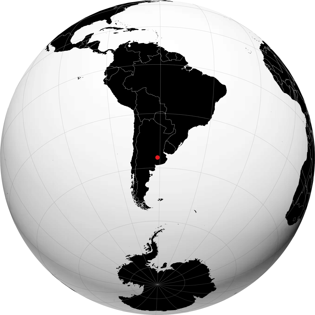 San Carlos de Bolivar trên quả địa cầu