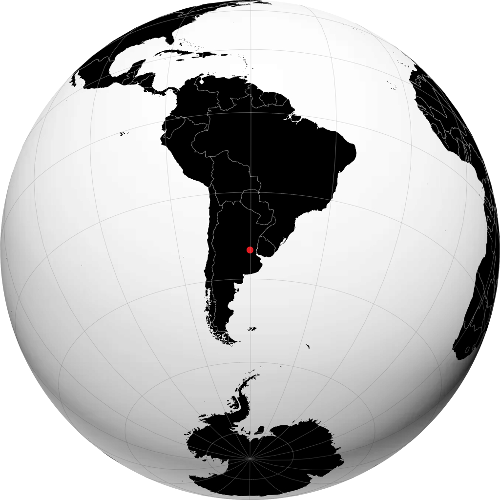 San Nicolás de los Arroyos trên quả địa cầu