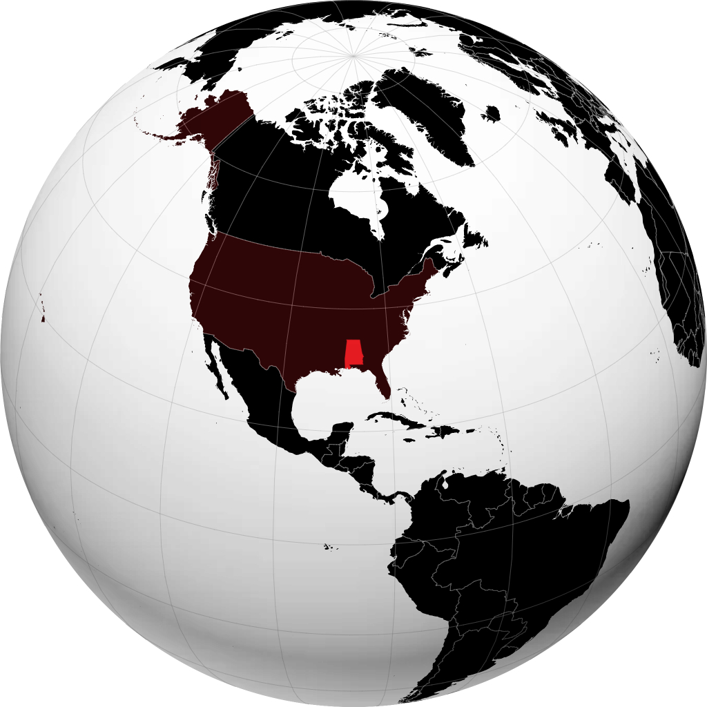 Bang Alabama trên quả địa cầu