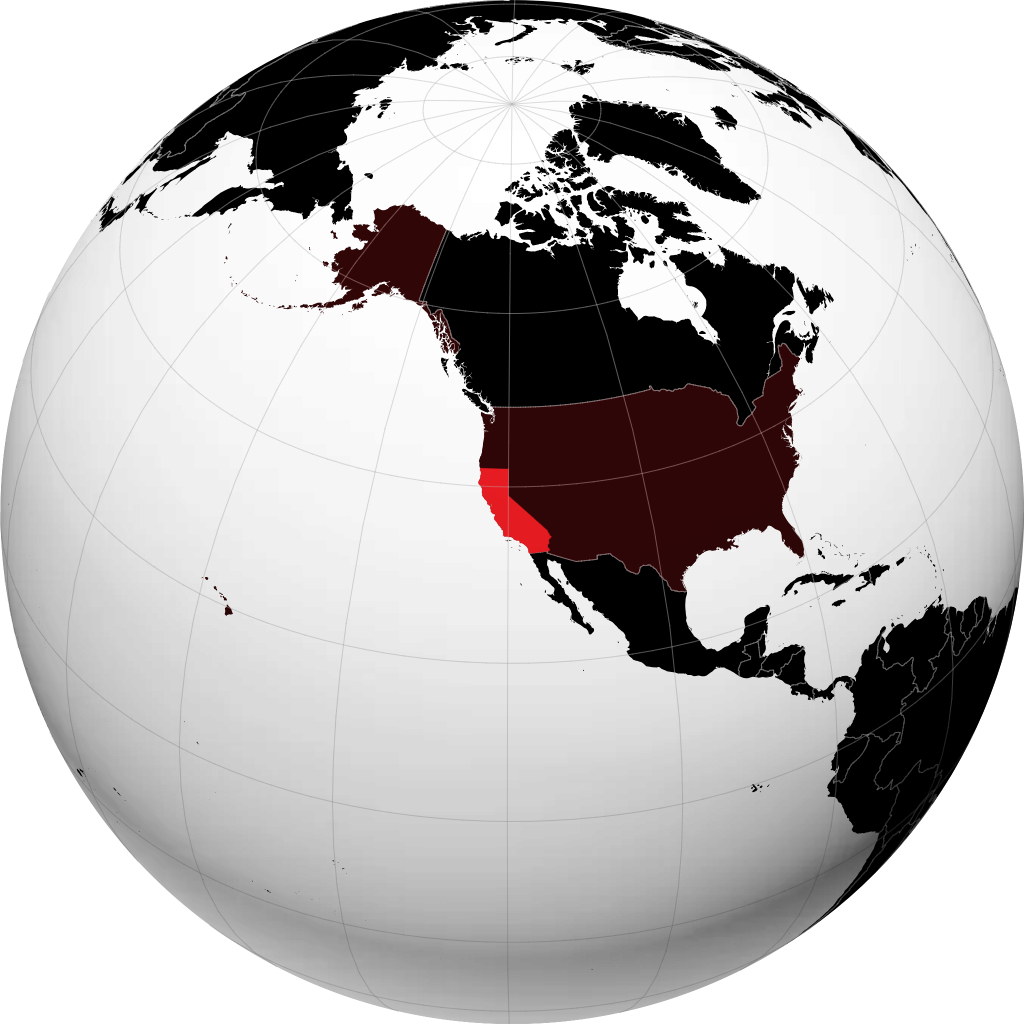 California trên quả địa cầu